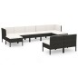 vidaXL Set muebles de jardín 9 pzas y cojines ratán sintético negro