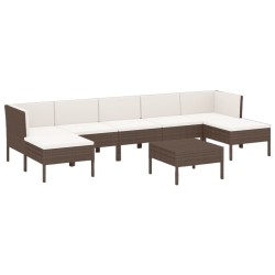 vidaXL Set muebles de jardín 8 pzas y cojines ratán sintético marrón