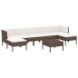 vidaXL Set muebles de jardín 8 pzas y cojines ratán sintético marrón vidaXL Set muebles de jardín 8 pzas y cojines ratán sintético marrón