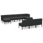 vidaXL Set de muebles de jardín 10 pzas cojines ratán sintético negro vidaXL Set de muebles de jardín 10 pzas cojines ratán sintético negro