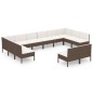 vidaXL Set muebles de jardín 12 pzas y cojines ratán sintético marrón vidaXL Set muebles de jardín 12 pzas y cojines ratán sintético marrón