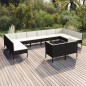 vidaXL Set muebles de jardín 12 pzas y cojines ratán sintético negro vidaXL Set muebles de jardín 12 pzas y cojines ratán sintético negro