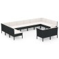 vidaXL Set muebles de jardín 12 pzas y cojines ratán sintético negro vidaXL Set muebles de jardín 12 pzas y cojines ratán sintético negro