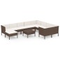 vidaXL Set muebles de jardín 11 pzas y cojines ratán sintético marrón vidaXL Set muebles de jardín 11 pzas y cojines ratán sintético marrón