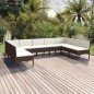 vidaXL Set muebles de jardín 9 pzas y cojines ratán sintético marrón