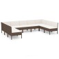 vidaXL Set muebles de jardín 9 pzas y cojines ratán sintético marrón