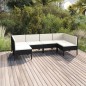 vidaXL Set de muebles de jardín 6 pzas y cojines ratán sintético negro vidaXL Set de muebles de jardín 6 pzas y cojines ratán sintético negro