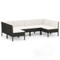 vidaXL Set de muebles de jardín 6 pzas y cojines ratán sintético negro vidaXL Set de muebles de jardín 6 pzas y cojines ratán sintético negro
