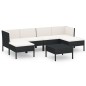 vidaXL Set de muebles de jardín 7 pzas cojines ratán sintético negro vidaXL Set de muebles de jardín 7 pzas cojines ratán sintético negro