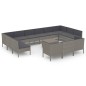 vidaXL Set de muebles de jardín 14 pzas y cojines ratán sintético gris vidaXL Set de muebles de jardín 14 pzas y cojines ratán sintético gris