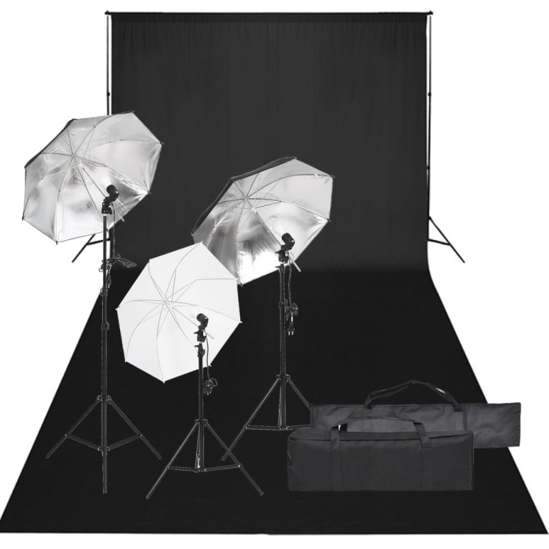 vidaXL Kit de estudio fotográfico con set de luces y fondo vidaXL Kit de estudio fotográfico con set de luces y fondo