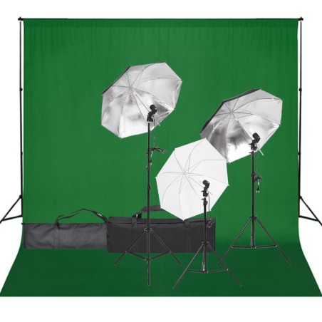 vidaXL Kit de estudio fotográfico con set de luces y fondo