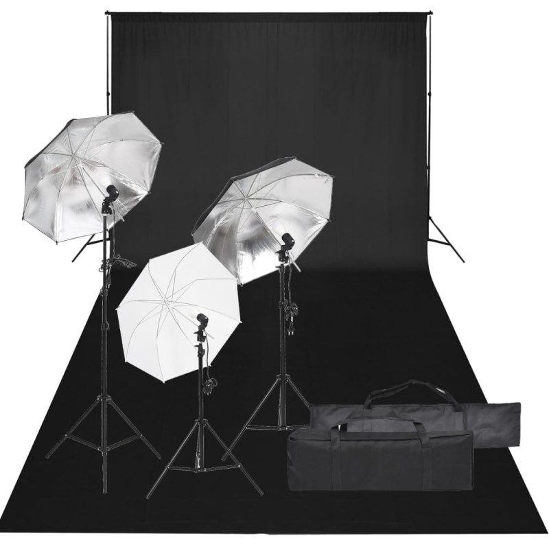 vidaXL Kit de estudio fotográfico con set de luces y fondo vidaXL Kit de estudio fotográfico con set de luces y fondo