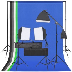 vidaXL Kit de estudio fotográfico con set de luces y fondo