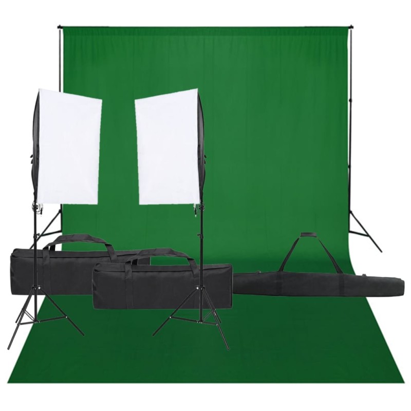 vidaXL Kit de estudio fotográfico con set de luces y fondo vidaXL Kit de estudio fotográfico con set de luces y fondo