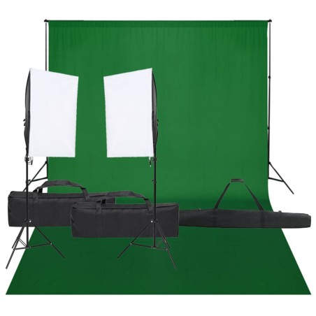 vidaXL Kit de estudio fotográfico con set de luces y fondo