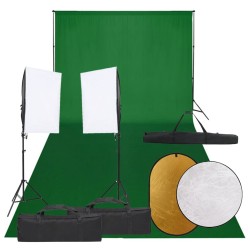 vidaXL Kit de estudio fotográfico con set de luces, fondo y reflector