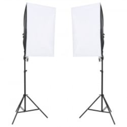 vidaXL Kit de estudio fotográfico con set de luces, fondo y reflector