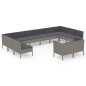 vidaXL Set de muebles de jardín 12 pzas y cojines ratán sintético gris vidaXL Set de muebles de jardín 12 pzas y cojines ratán sintético gris