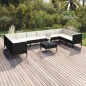 vidaXL Set de muebles de jardín 11 pzas cojines ratán sintético negro vidaXL Set de muebles de jardín 11 pzas cojines ratán sintético negro