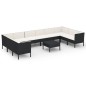 vidaXL Set de muebles de jardín 11 pzas cojines ratán sintético negro vidaXL Set de muebles de jardín 11 pzas cojines ratán sintético negro