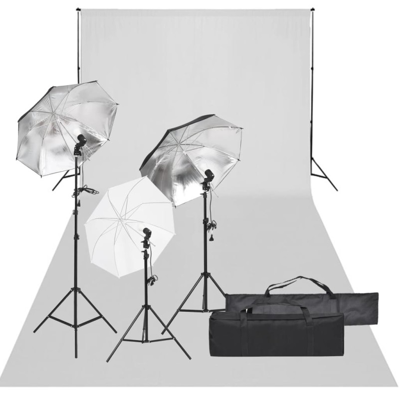 vidaXL Kit de estudio fotográfico con set de luces y fondo vidaXL Kit de estudio fotográfico con set de luces y fondo