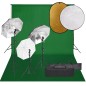 vidaXL Kit de estudio fotográfico con set de luces, fondo y reflector vidaXL Kit de estudio fotográfico con set de luces, fondo y reflector