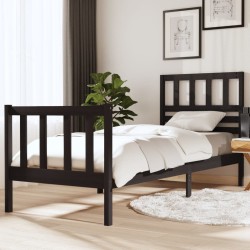 vidaXL Estructura de cama madera maciza negra 75x190 cm