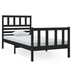 vidaXL Estructura de cama madera maciza negra 75x190 cm