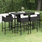 vidaXL Set de bar de jardín 7 pzas y cojines ratán sintético negro vidaXL Set de bar de jardín 7 pzas y cojines ratán sintético negro