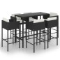 vidaXL Set de bar de jardín 7 pzas y cojines ratán sintético negro vidaXL Set de bar de jardín 7 pzas y cojines ratán sintético negro