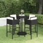 vidaXL Set de bar para jardín 5 pzas y cojines ratán sintético negro vidaXL Set de bar para jardín 5 pzas y cojines ratán sintético negro