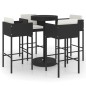 vidaXL Set de bar para jardín 5 pzas y cojines ratán sintético negro vidaXL Set de bar para jardín 5 pzas y cojines ratán sintético negro