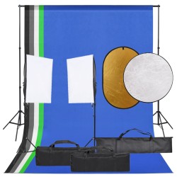 vidaXL Kit de estudio fotográfico con set de luces, fondo y reflector
