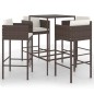 vidaXL Set de bar de jardín 5 pzas con cojines ratán sintético marrón vidaXL Set de bar de jardín 5 pzas con cojines ratán sintético marrón