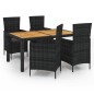 vidaXL Juego de comedor jardín 5 pzas y cojines ratán sintético negro vidaXL Juego de comedor jardín 5 pzas y cojines ratán sintético negro