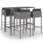 vidaXL Set muebles de bar jardín 5 pzas y cojines ratán sintético gris