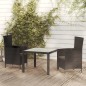 vidaXL Juego de comedor de jardín 3 pzas con cojines ratán PE negro vidaXL Juego de comedor de jardín 3 pzas con cojines ratán PE negro