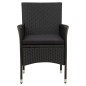 vidaXL Juego de comedor de jardín 3 pzas con cojines ratán PE negro vidaXL Juego de comedor de jardín 3 pzas con cojines ratán PE negro