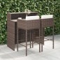 vidaXL Set de bar de jardín 3 piezas y cojines ratán sintético marrón vidaXL Set de bar de jardín 3 piezas y cojines ratán sintético marrón
