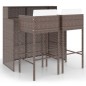 vidaXL Set de bar de jardín 3 piezas y cojines ratán sintético marrón vidaXL Set de bar de jardín 3 piezas y cojines ratán sintético marrón