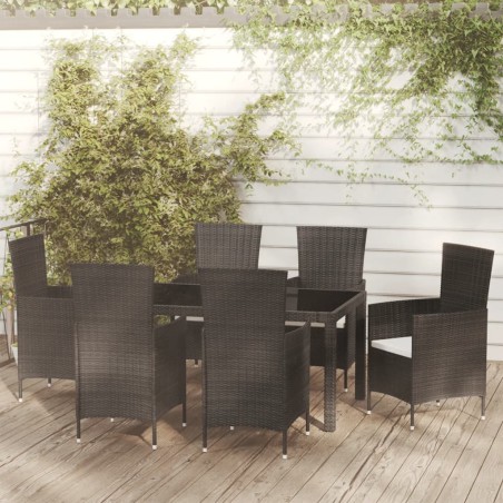 vidaXL Juego de comedor de jardín 7 piezas ratán sintético negro