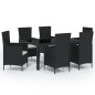 vidaXL Juego de comedor de jardín 7 piezas ratán sintético negro vidaXL Juego de comedor de jardín 7 piezas ratán sintético negro