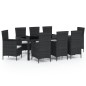 vidaXL Set comedor de jardín 9 piezas y cojines ratán sintético negro