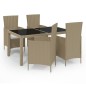 vidaXL Set de comedor de jardín 5 pzas y cojines ratán sintético beige
