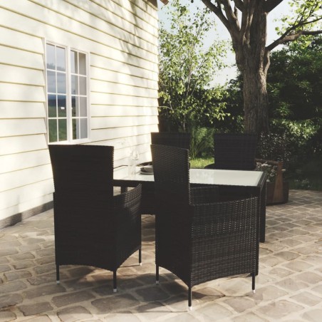 vidaXL Juego de comedor de jardín 5 pzas con cojines ratán PE negro