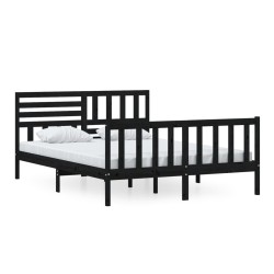 vidaXL Estructura de cama de madera maciza negra 150x200 cm