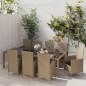 vidaXL Set comedor de jardín 11 piezas y cojines ratán sintético beige