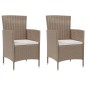 vidaXL Set de comedor de jardín 3 pzas y cojines ratán sintético beige