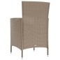 vidaXL Set de comedor de jardín 3 pzas y cojines ratán sintético beige